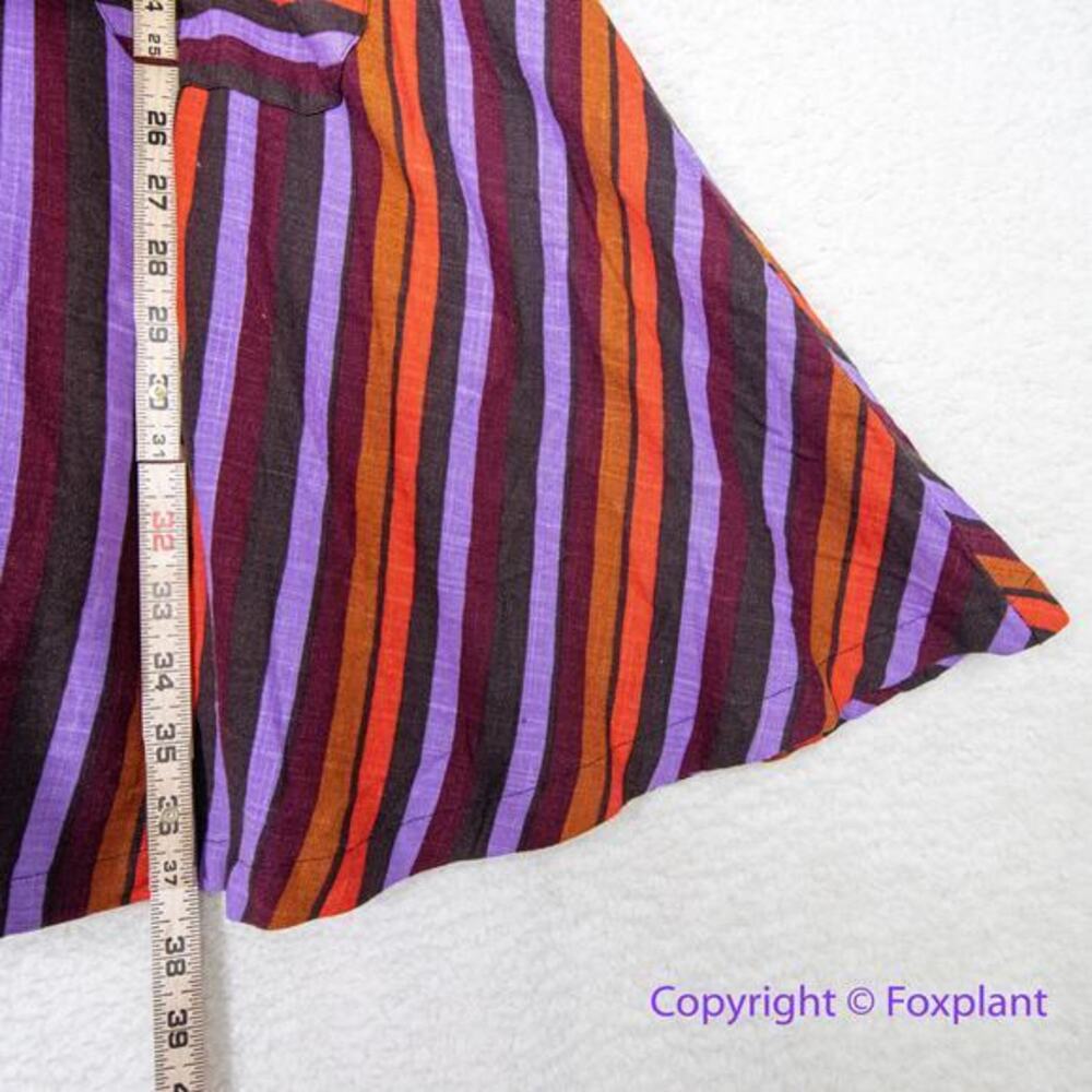 Modcloth Linen Blend Retro Striped Midi Dress Sleeveless Purple Orang, size S - Picture 8 of 15
